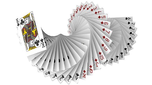 Swirl of playing cards used in Bridge